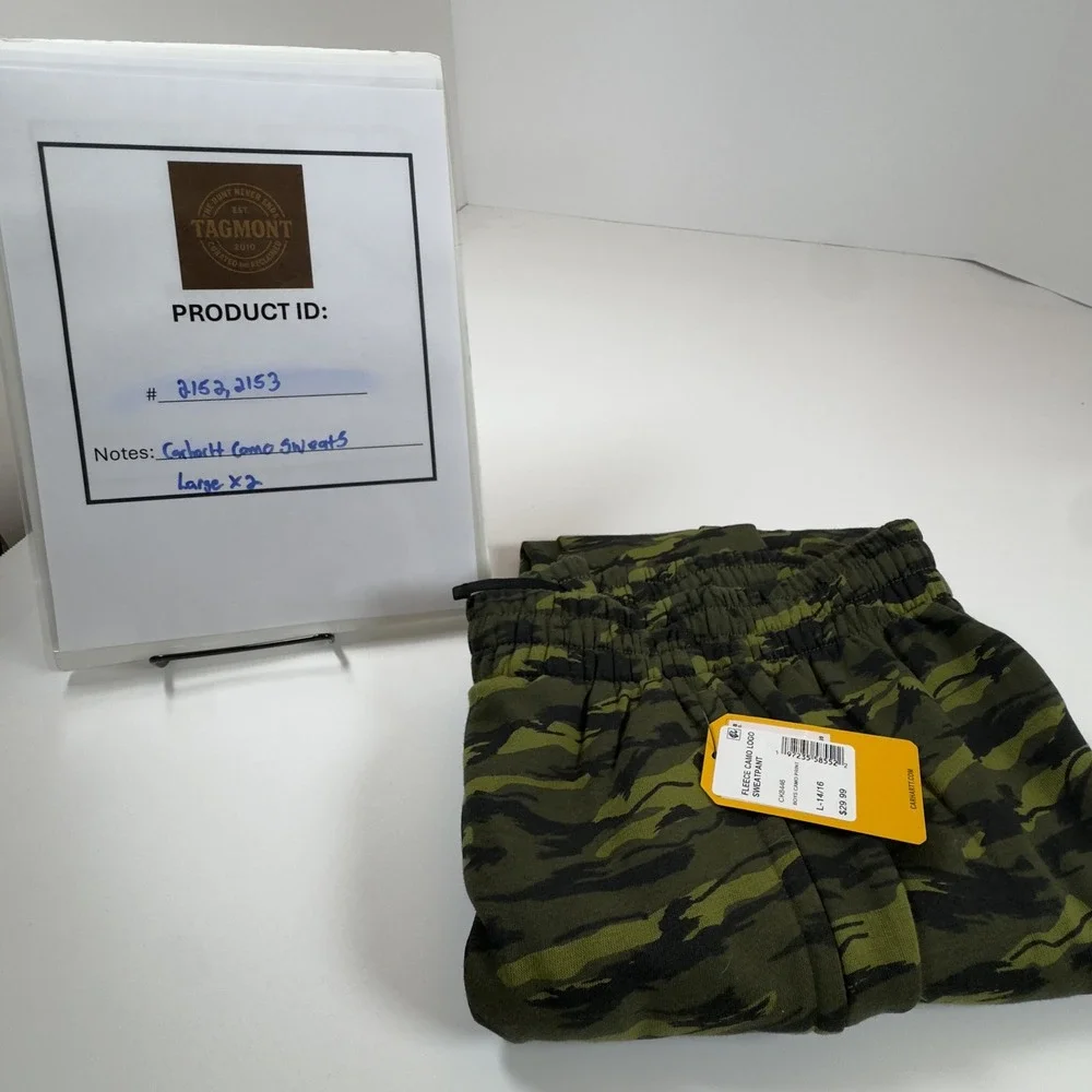 Carhartt Boys Fleece Camo Logo Sweatpants‎ Large (14 16) Green Black Print NEW